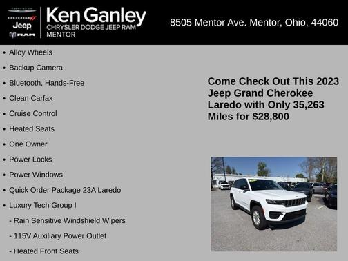 Bright White Clearcoat 2023 Jeep Grand Cherokee Laredo