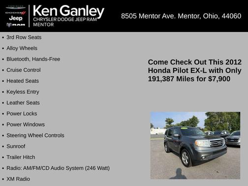 2012 Honda Pilot EX-L w/ Navigation