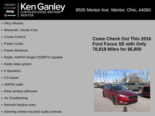 Ruby Red Metallic 2016 Ford Focus SE