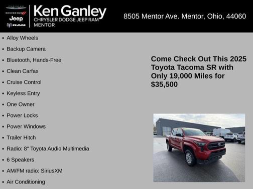 Red 2025 Toyota Tacoma SR