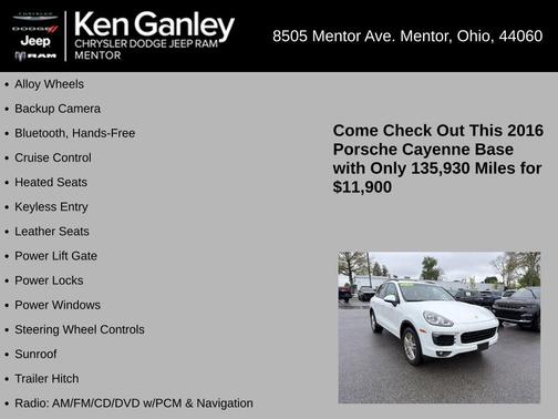 White 2016 Porsche Cayenne Base