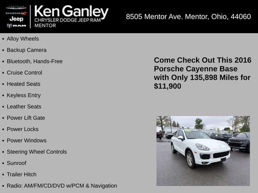 White 2016 Porsche Cayenne Base