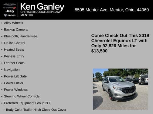 Silver Ice Metallic 2019 Chevrolet Equinox 2LT