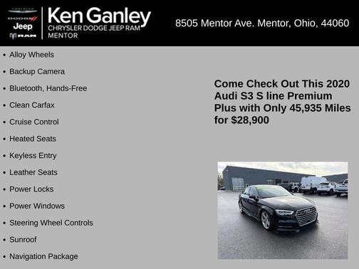 Mythos Black Metallic 2020 Audi S3 2.0T Premium Plus