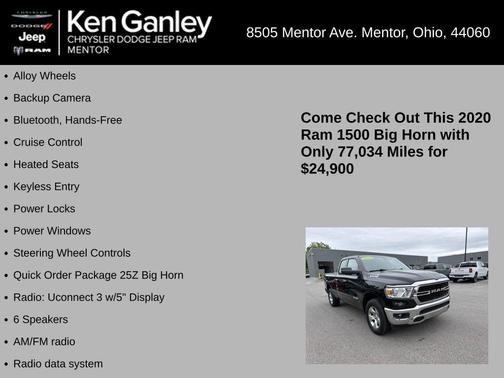 Diamond Black 2020 RAM 1500 Big Horn