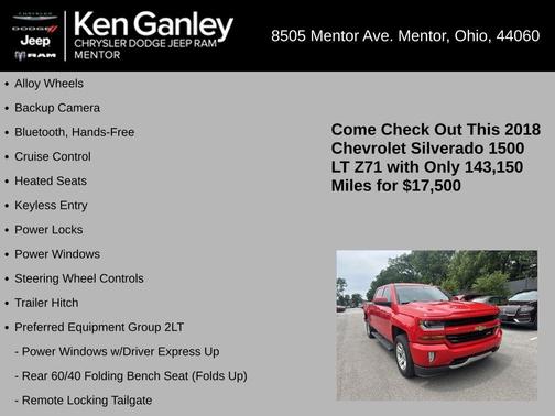 Red 2018 Chevrolet Silverado 1500 LT