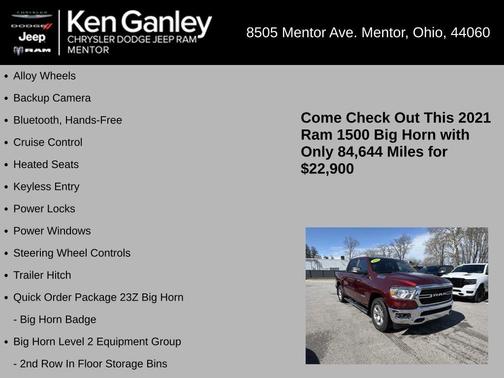 Delmonico Red Pearlcoat 2021 RAM 1500 Big Horn