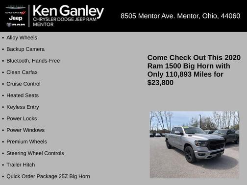 Billet Silver Metallic Clearcoat 2020 RAM 1500 Big Horn