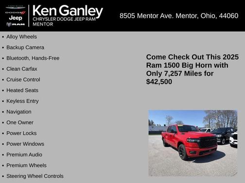 Flame Red Clearcoat 2025 RAM 1500 Big Horn/Lone Star