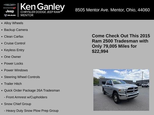 Bright Silver Clearcoat Metallic 2015 RAM 2500 Tradesman