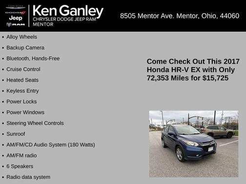 Blue 2017 Honda HR-V EX