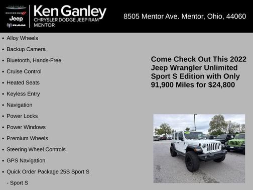 Bright White Clearcoat 2022 Jeep Wrangler Unlimited Sport