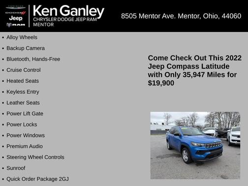 Laser Blue 2022 Jeep Compass Latitude