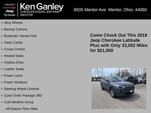 Blue Shade Pearlcoat 2019 Jeep Cherokee Latitude Plus