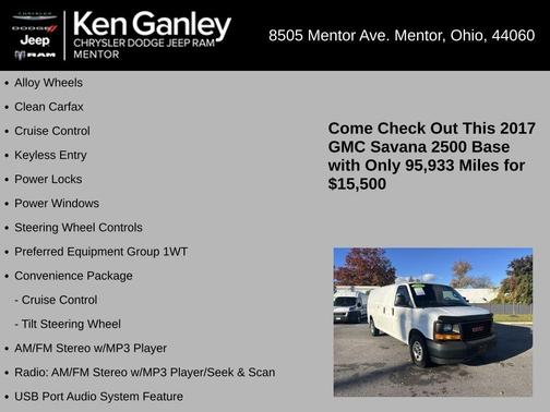 2017 GMC Savana 2500 Work Van