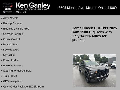 Granite Crystal Clearcoat Metallic 2025 RAM 1500 Big Horn/Lone Star