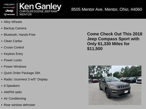 Granite Crystal Clearcoat Metallic 2018 Jeep Compass Sport