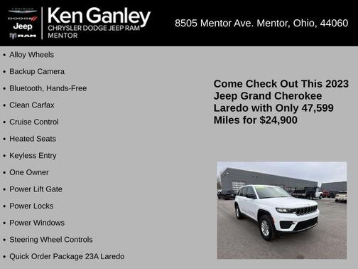 Bright White Clearcoat 2023 Jeep Grand Cherokee Laredo