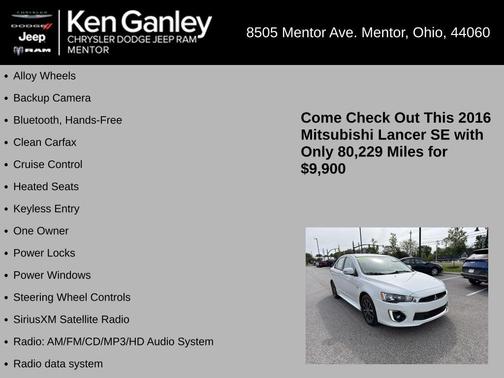 White 2016 Mitsubishi Lancer