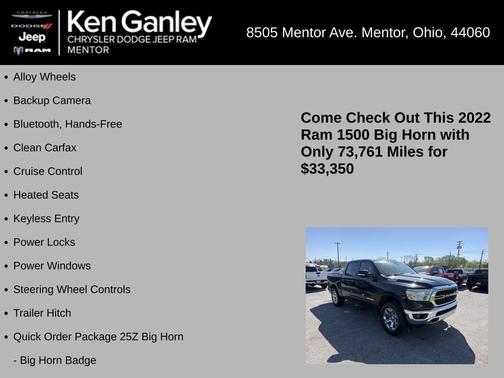 Diamond Black 2022 RAM 1500 Big Horn