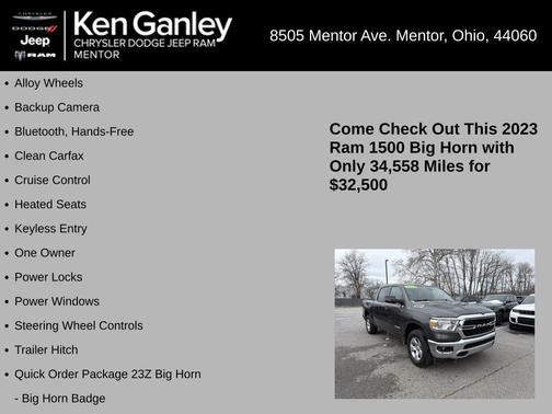 Granite Crystal Clearcoat Metallic 2023 RAM 1500 Big Horn