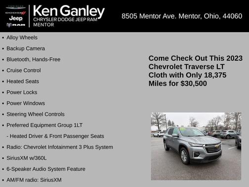 Sterling Gray Metallic 2023 Chevrolet Traverse LT Cloth