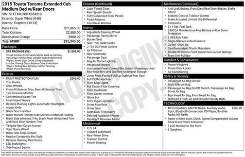 Super White 2015 Toyota Tacoma Base