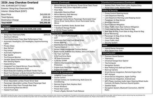 Sting Gray Clearcoat 2026 Jeep Cherokee Overland