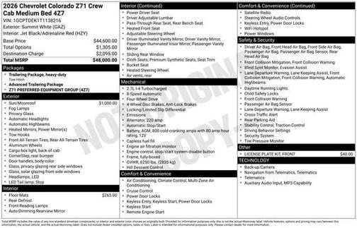 Summit White 2026 Chevrolet Colorado Z71