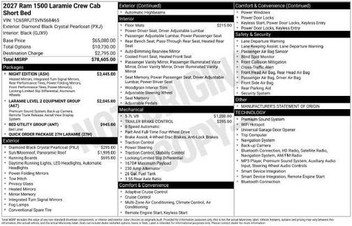 Diamond Black 2027 RAM 1500 Laramie