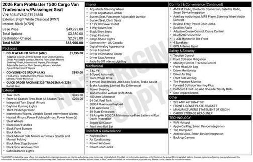 2026 RAM ProMaster 1500 Base