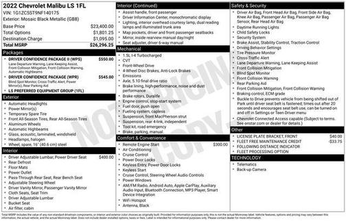 2022 Chevrolet Malibu 1LS