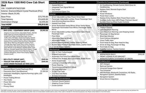 Diamond Black 2026 RAM 1500 RHO