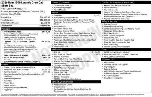 Granite Crystal Clearcoat Metallic 2026 RAM 1500 Laramie