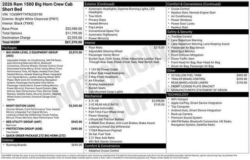 2026 RAM 1500 Big Horn/Lone Star