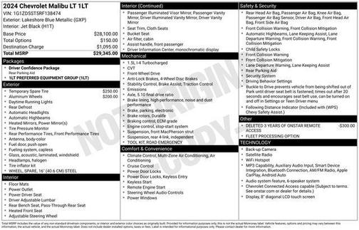 Lakeshore Blue Metallic 2024 Chevrolet Malibu LT