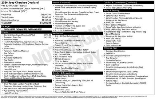 Diamond Black 2026 Jeep Cherokee Overland