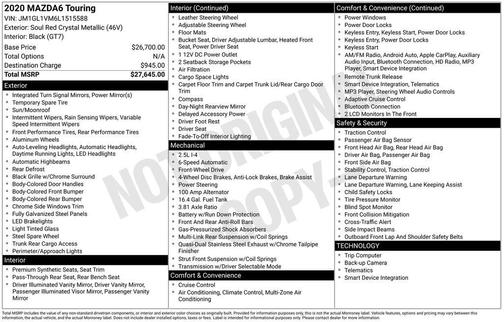 2020 Mazda Mazda6 Touring