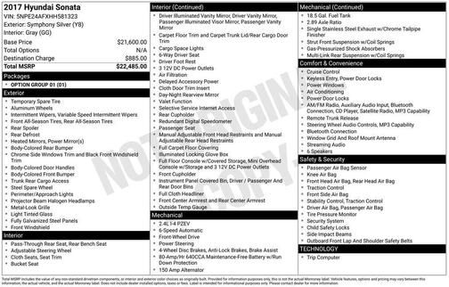 Silver 2017 Hyundai SONATA SE