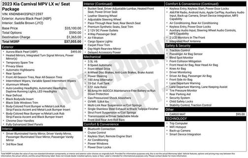 Aurora Black 2023 Kia Carnival LX