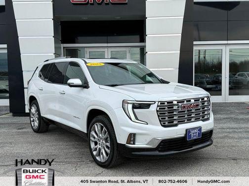 White Frost Tricoat 2025 GMC Acadia Denali