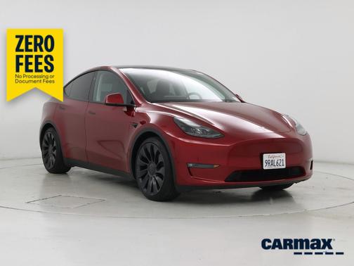 Red 2025 Tesla Model Y Performance