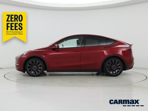 Red 2025 Tesla Model Y Performance