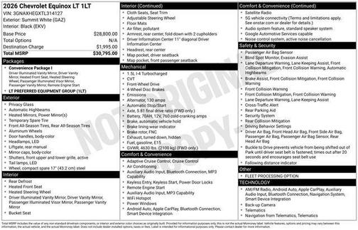 Summit White 2026 Chevrolet Equinox 1LT