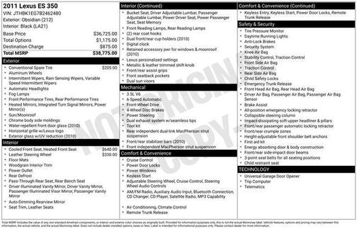 Obsidian 2011 Lexus ES 350 Base