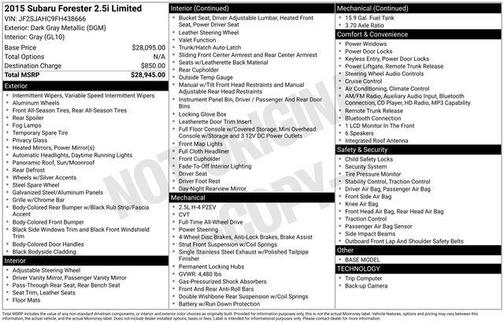 2015 Subaru Forester 2.5i Limited