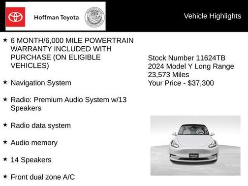 Pearl White Multi-Coat 2024 Tesla Model Y Long Range Dual Motor All-Wheel Drive