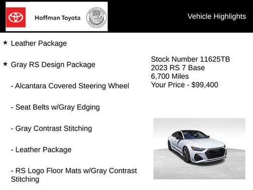 Glacier White Metallic 2023 Audi RS 7 4.0T