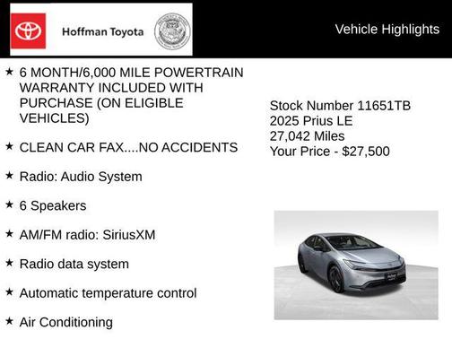 Silver 2025 Toyota Prius LE