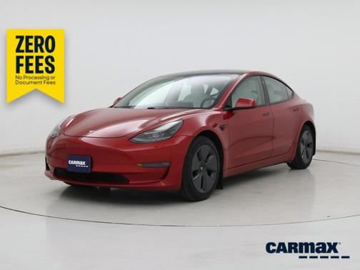 Red 2021 Tesla Model 3 Long Range